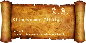 Klinghammer Mihály névjegykártya